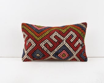 Bohemian Kilim Pillow, 12x20 Pillow Cover, Turkish Kilim Pillow, Decorative Throw Pillow, Home Decor, Boho Pillow, Cushion Cover, Pillow