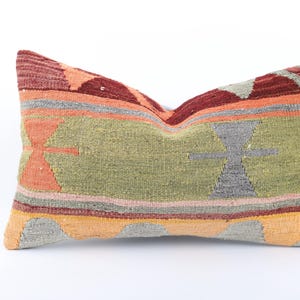 Funda de almohada Kilim turca tejida a mano: decoración bohemia (30,5 x 50,8 cm)
