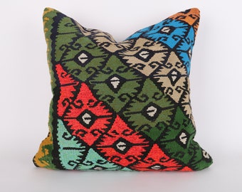 24&#39;&#39;x24&#39;&#39; Large Size Kilim Pillow, Decorative Home Decor Kilim Pillow Case, Bohemian Kilim Pillow, Turkish Kilim Pillow, Cushion Cover