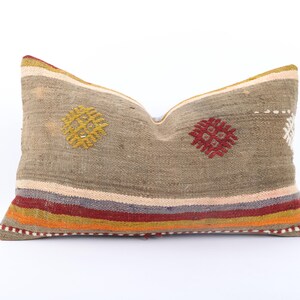 Ethnic Kilim Pillow, Turkish Kilim Pillow, 12x20 Pillow Cover, Decorative Throw Pillow, Bohemian Kilim Pillow, Sofa Accent Pillow, Pillow
