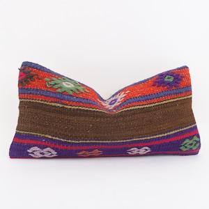 Almohada Kilim turca tejida a mano: decoración bohemia para el hogar, 8x16