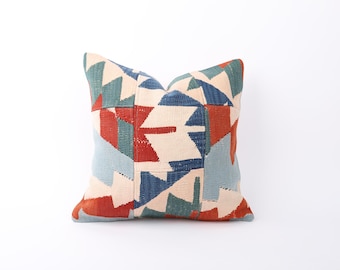 Throw Kilim Pillow, 18x18 Boho Pillow, Kilim Pillow, Living Room Pillow, Turkey Pillow, Rustic Pillow, Pillow Cover, Home Decor Kilim Pillow