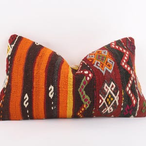 Cojín Kilim turco vintage: funda de cojín con detalles de lana tejida a mano