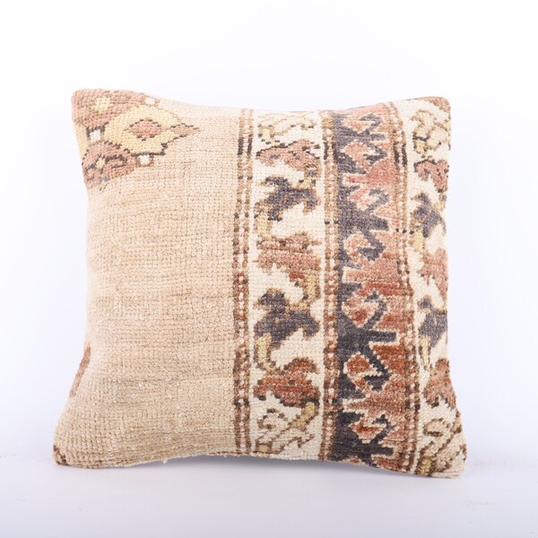 Kilim Pillow, Home Decor Kilim Rug Pillow Cover, 16x16 Turkish Pillow, Decorative Pillows, Bedroom Decor Pillows, Bohemian Kilim Pillow