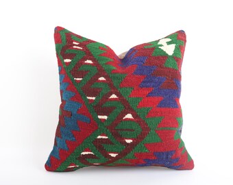 20&#39;&#39;x20&#39;&#39; Turkish Kilim Pillow, Vintage Kilim Pillow, 50x50 cm Handmade Pillow Cover, Kilim Cushion, Kilim Pillow Case, Bohemian Pillow