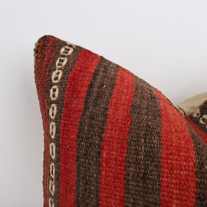 Vintage Kilim Pillow Cover, Handwoven Wool Bohemian Cushion (18''x18'') image 2