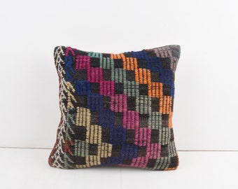 Kilim Pillow, 16x16 Kilim Pillow Cover, Turkish Rug Pillow, Kilim Cushion Cover,Kilim Pillow Case, Vintage Pillow Cases, Throw Pillow