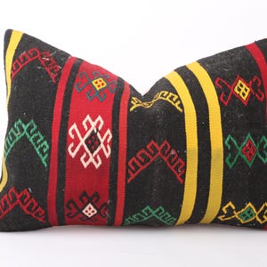 Turkish Kilim Pillow Cover: Handwoven Wool Throw Pillow (16x24)