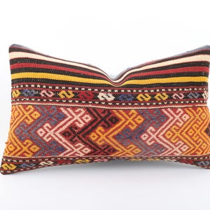 Ethnic Kilim Pillow, Turkish Kilim Pillow, 12x20 Pillow Cover, Decorative Throw Pillow, Bohemian Kilim Pillow, Sofa Accent Pillow, Pillow
