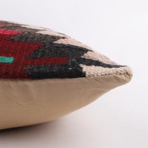 Vintage Kilim Pillow, Handwoven Wool, 20x20 Inch Anatolian Decorative Cushion image 3