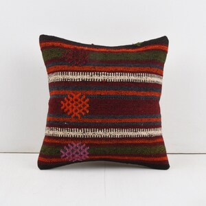 Ethnic Kilim Pillow, 14x14 Pillow Cover, Decorative Throw Pillow, Turkish Kilim Pillow, Boho Accent Pillow, Sofa Tribal Pillow, Home Decor