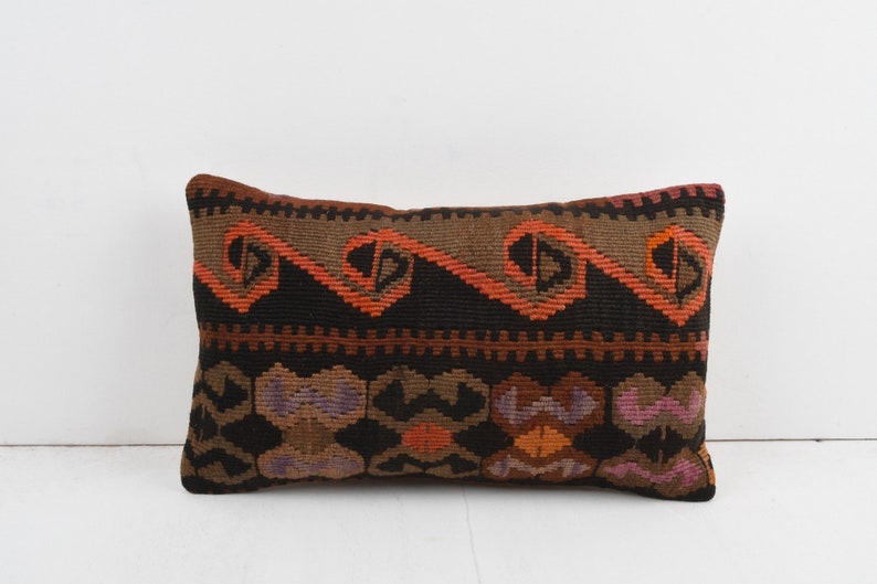 Ethnic Kilim Pillow Triba Pillow Home Decor Kilim Lumbar 12x20 Turkish Kilim Pillow Cushion Cover Boho Cover Decorative Throw Pillow
