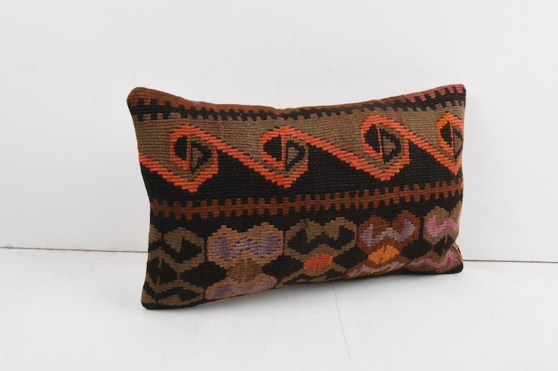 Ethnic Kilim Pillow Triba Pillow Home Decor Kilim Lumbar 12x20 Turkish Kilim Pillow Cushion Cover Boho Cover Decorative Throw Pillow