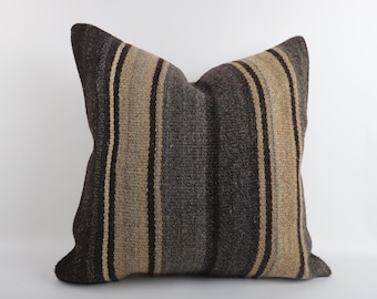 Kilim Lumbar Pillow, 24x24 Kilim Pillow Cover, Turkish Pillow Cushion Cover, Decorative Kilim Pillow, Bohemian Kilim Pillow