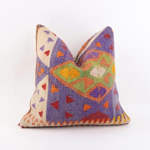 Kilim Pillow, 16x16 Kilim Pillow Cover, Turkish Rug Pillow, Kilim Cushion Cover,Kilim Pillow Case, Vintage Pillow Cases, Throw Pillow