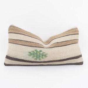 Almohada Kilim turca tejida a mano: decoración bohemia, funda de cojín de lana