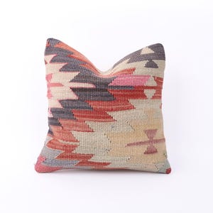 Decorative Pillow, Turkish Kilim Pillow, 14x14 Pillow Cover, Vintage Kilim Pillow, Throw Pillow, Livingroom Decor, Sofa Accent Pillow