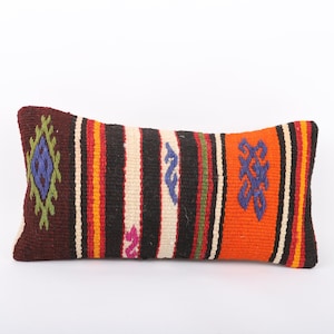 Handwoven Turkish Kilim Pillow, 8x16 Kilim Pillow, Bohemian Kilim Pillow, Decorative Pillow, Boho Decor, Livingroom Decor, Cushion Cover