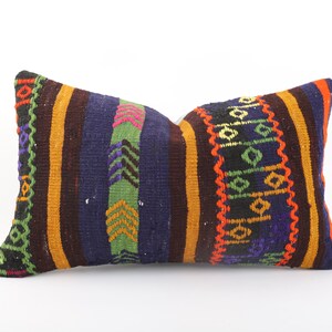 Ethnic Kilim Pillow, 12x20 Turkish Kilim Pillow, Bohemian Kilim Pillow, Throw Pillow, Tribal Pillow, Boho Pillow, Kilim Cushion Cover