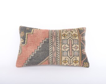 Vintage Kilim Pillow, 12x20 Pillow Cover, Turkish Kilim Pillow, Decorative Throw Pillow, Boho Pillow, Ethnic Kilim Pillow, Sofa  Pillow