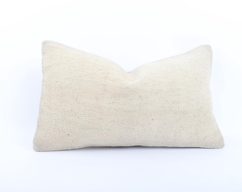 Bohemian Kilim Pillow Cover: Turkish Wool Throw Pillow (12x20)