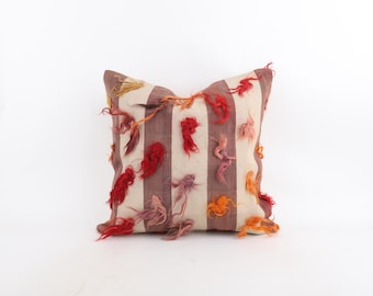 Turkish Kilim Pillow: 18x18 Bohemian Decorative Cushion