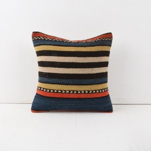 Ethnic Kilim Pillow, 14x14 Kilim Pillow, Turkish Kilim Pillow, Decorative Throw Pillow, Home Decor, Sofa Tribal Pillow, Cushion Cover