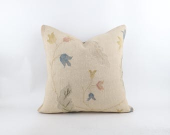 Large Kilim Pillow Cover: 24'' Handwoven Turkish Wool Cushion