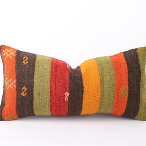 Funda de almohada Kilim turca tejida a mano: cojín étnico vintage (30 x 61 cm)