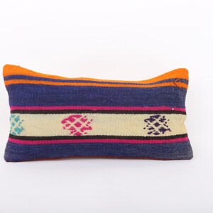 Handmade Kilim Lumbar, Turkish Kilim Pillow, Decorative Throw Pillow, 8x16 Kilim Pillow, Bohemian Kilim Pillow, Couch Accent Pillow Cover