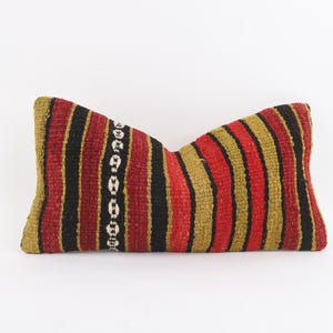 Funda de cojín Kilim turco tejida a mano: estilo bohemio, 20 x 40 cm