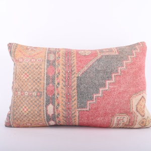 Turkish Kilim Pillow Cover: Handwoven Wool Throw Pillow (16x24)