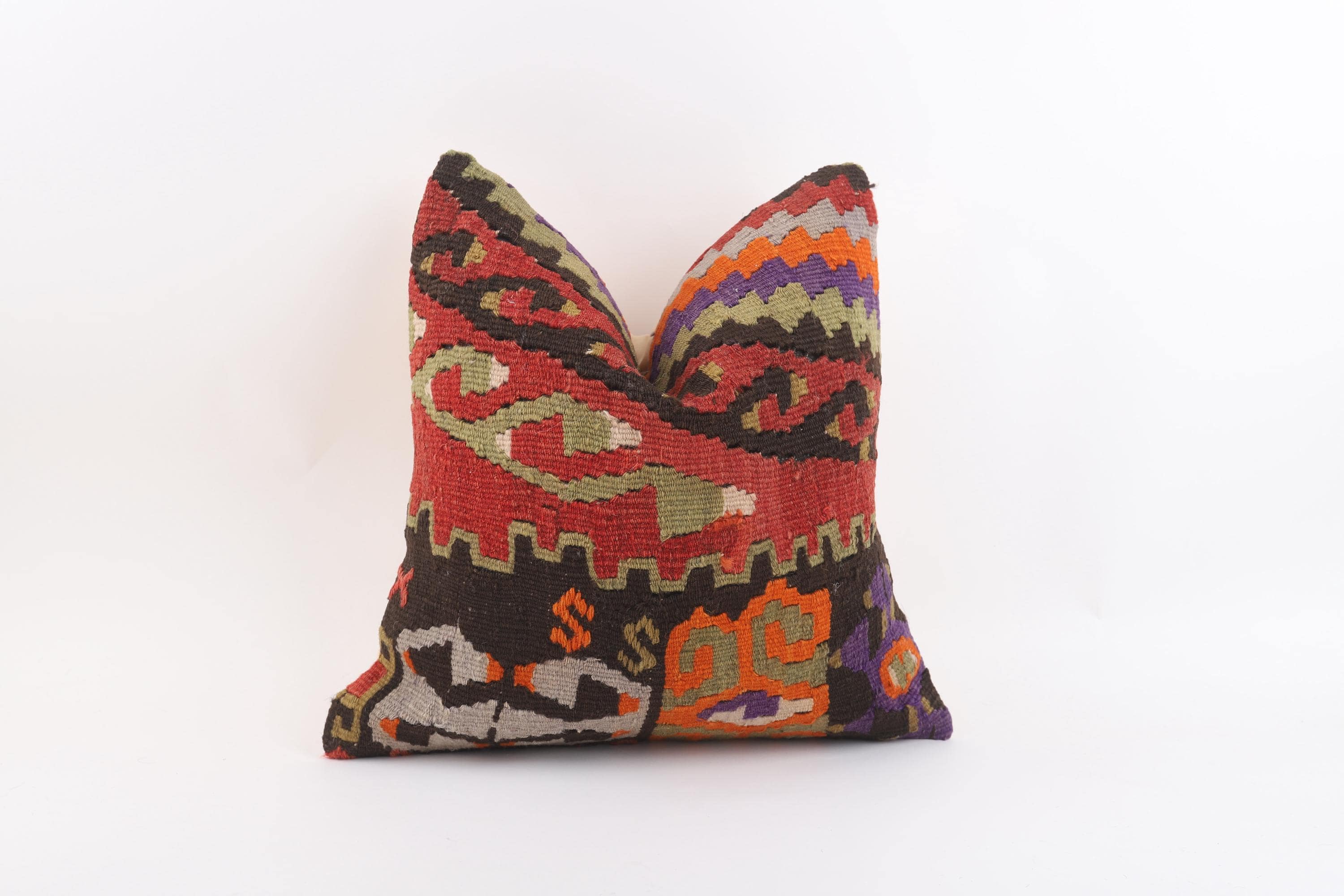 Buy Vintage Turkish Kilim Pillow Cover: Handwoven Wool Throw