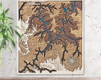 キャニオンランズ国立公園 木製地図 3D - Etsy 日本