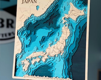 Japan Wood Map 3D