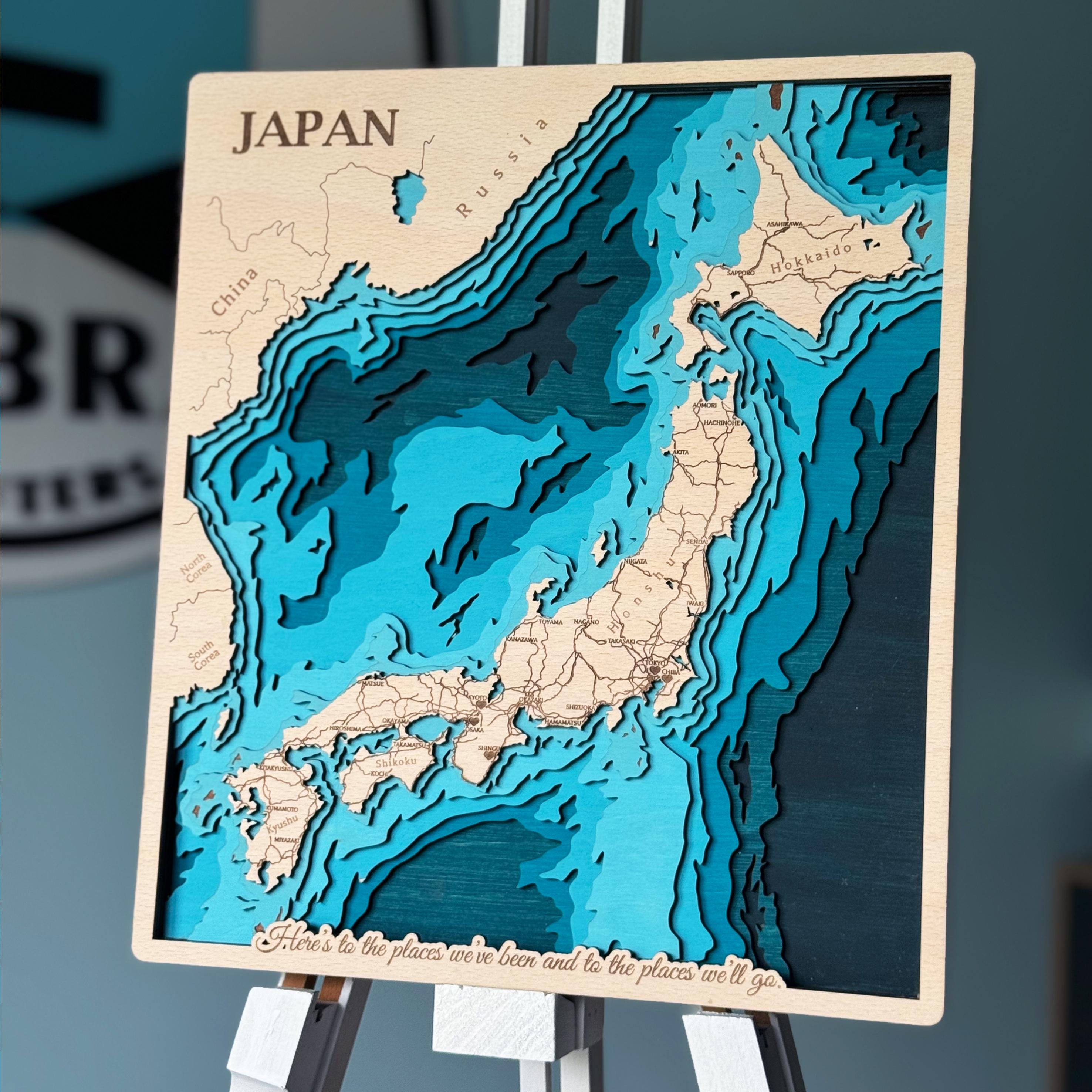 Wooden Japan Map - Etsy