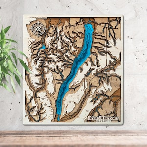 Canandaigua See Holzkarte 3D