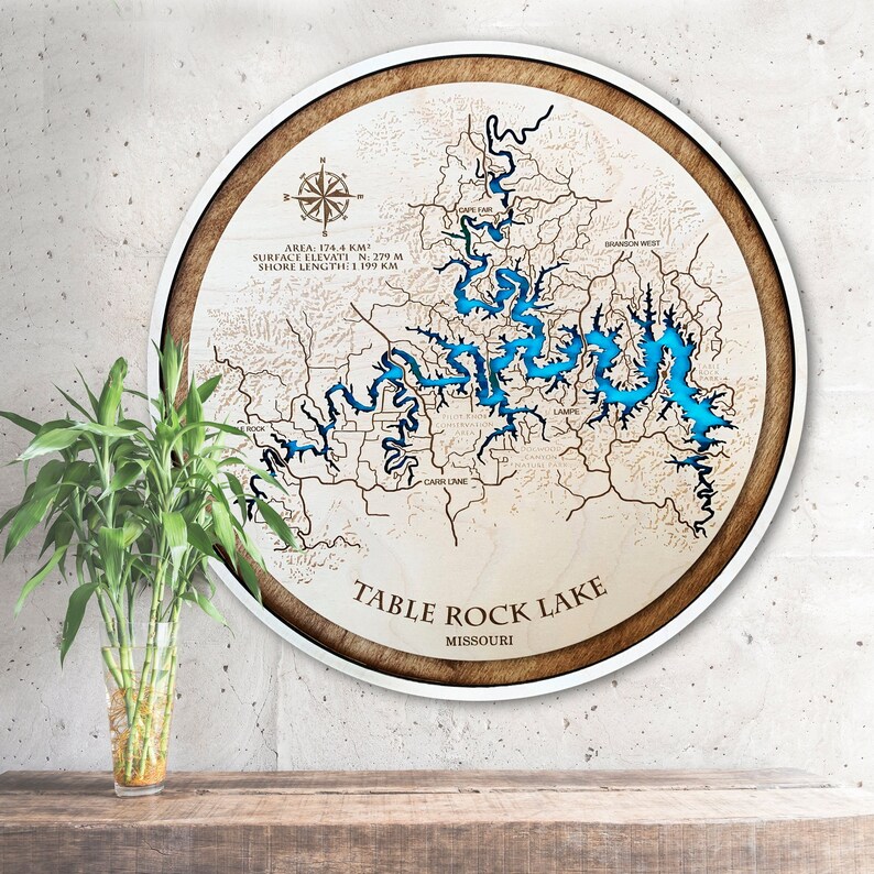 Custom Map Wood Anniversary Gift For Him Her Lake House Decor image 1