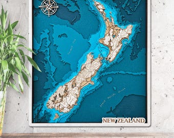 New Zealand 3D Wood Map NZ Travel Gift