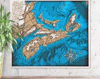 Nova Scotia Canada 3D Wood Map