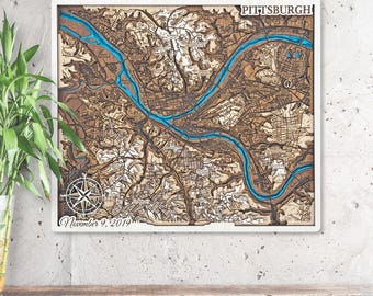 Pittsburgh 3D Wood Map