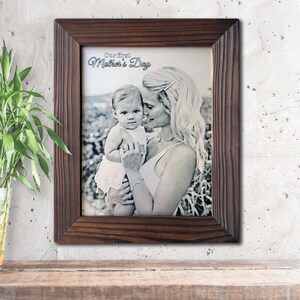 Personalized Mother&#39;s Day Photo Gift: Black & White Metal Print, Natural Wood Frame
