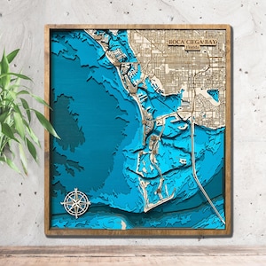 Boca Ciega Bay Holzkarte 3D