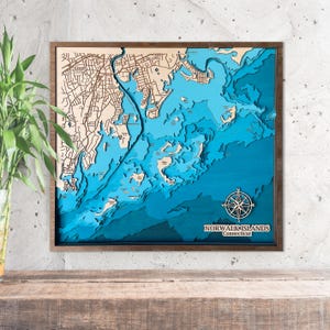 Norwalk Inseln Karte 3D Holz