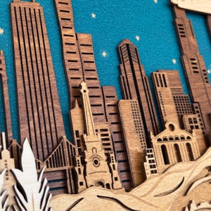 Arte en madera 3D del horizonte de Chicago imagen 6