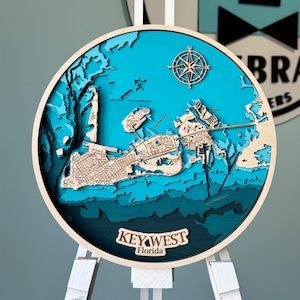 Carte 3D en bois de Key West