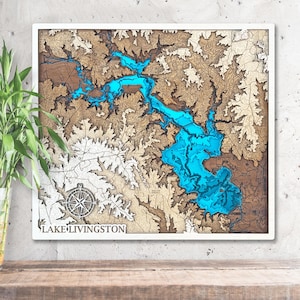 Lake Livingston Texas 3D Wooden Map