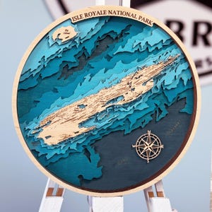 Mapa 3D de madeira do Parque Nacional Isle Royale