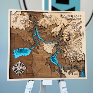Hauser Lake Map 3D Wood