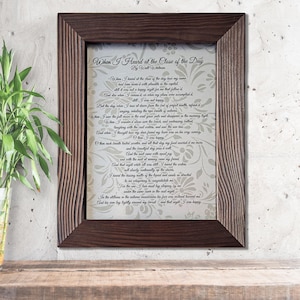 Custom Poem Print or Any Text Print Wood Framed